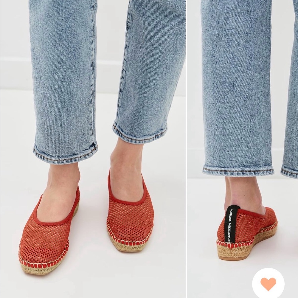 Naguisa Red Mesh Espadrilles Flats